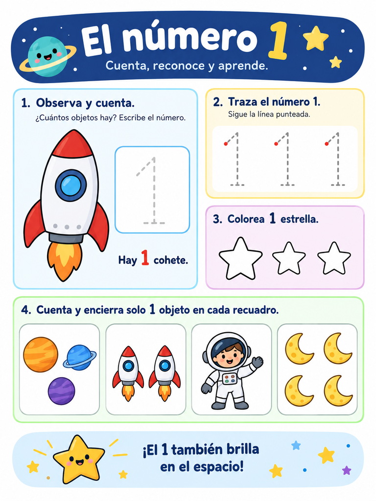 Portada de El número 1: tema del espacio