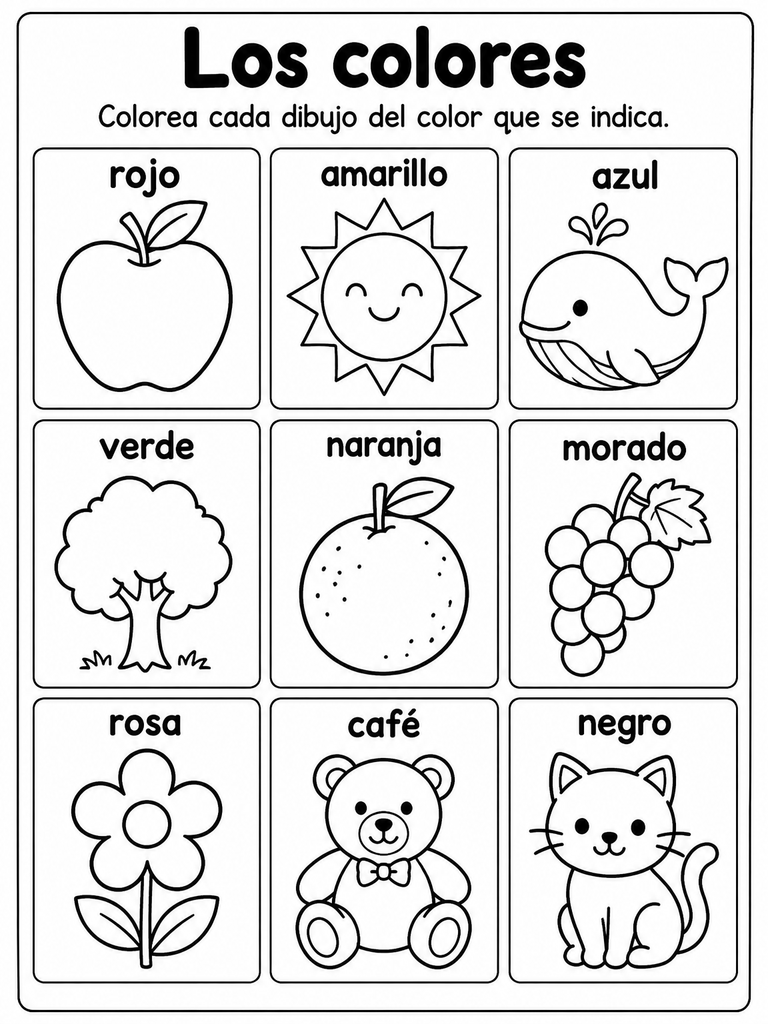 Portada de Colores en palabras para colorear